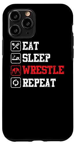 iPhone 11 Pro Eat Sleep Wrestle Repeat Funny Distressed Wrestling Wrestler Case