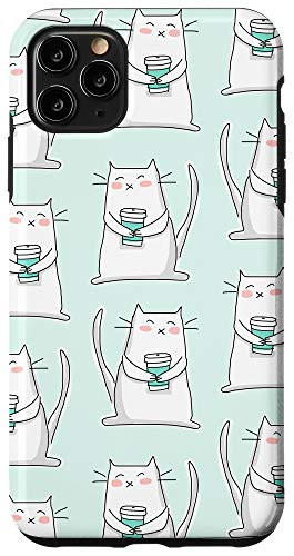 iPhone 11 Pro Max Cat Coffee Tumbler Cup Cute for Cat Lover Mint Green Women Case