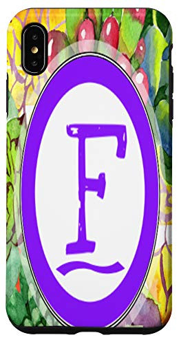 iPhone XS Max Monogram Letter F Watercolor Floral and Cactus Case