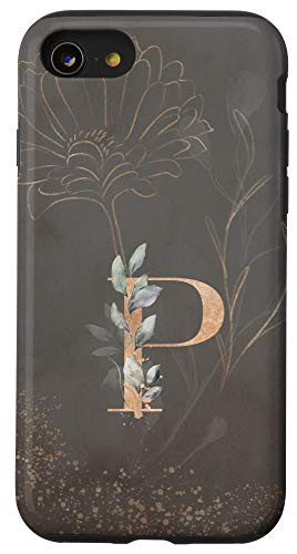 iPhone SE 2020  7  8 Floral Flower Blossom Leaves Monogram Initial Letter P Case