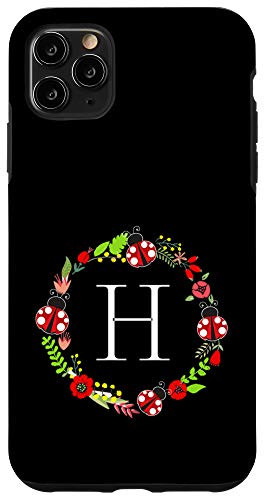 iPhone 11 Pro Max Ladybug Wreath Monogram Letter H Case