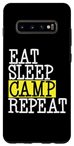 Galaxy S10 Eat Sleep Camp Repeat - Camping Camper Funny Quote Humor Case