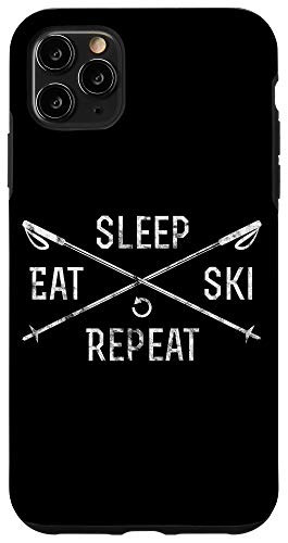 iPhone 11 Pro Max Eat Sleep Ski Repeat Retro Vintage Skiing Winter Sports Case