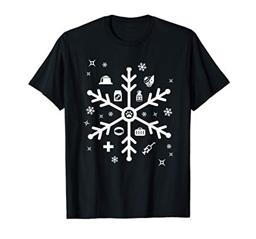 Veterinary Gifts Vet Tech Gifts Veterinary EKG Snowflake T-Shirt
