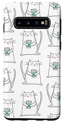 Galaxy S10 Cat Holding Coffee Tumbler Cup Cute Cat Lover Coffee Lover Case