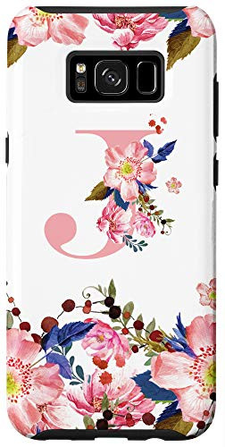 Galaxy S8 Flower Pattern Watercolor Floral Monogram Initial Letter J Case