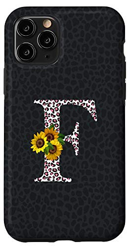 iPhone 11 Pro Leopard Cheetah Animal Print Sunflower Letter F Monogram Case