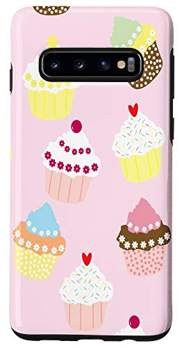 Galaxy S10 Cupcake Pattern On Soft Pink Background Case