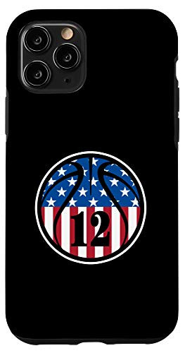 iPhone 11 Pro 12 Basketball Number 12 Jersey USA American Flag Case