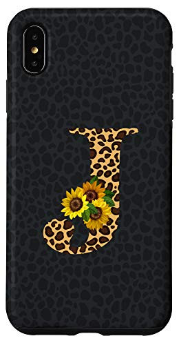 iPhone XS Max Leopard Cheetah Animal Print Sunflower Letter J Monogram Case