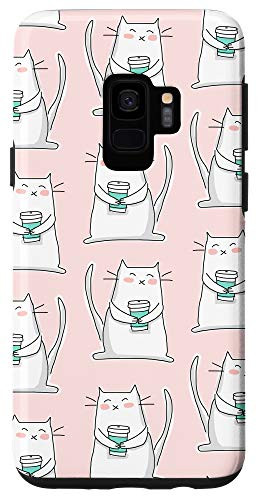 Galaxy S9 Cat Coffee Tumbler Cup Cute for Cat Lover Light Pink Women Case