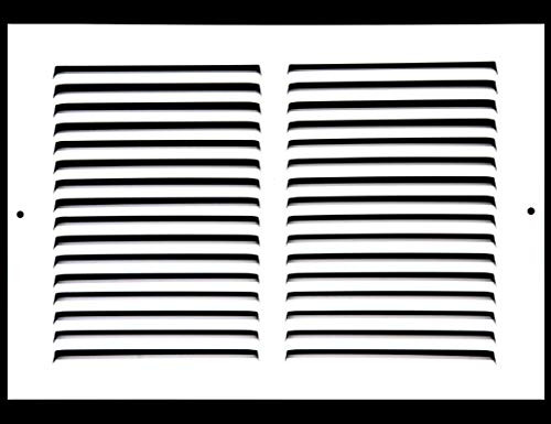 12" X 10" Baseboard Return Air Grille - HVAC Vent Duct Cover - 7/8" Margin Turnback For Flush Fit With Baseboard Work - White