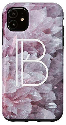 iPhone 11 Bohemian Gift Pink Quartz Crystal Initial B Boho Case