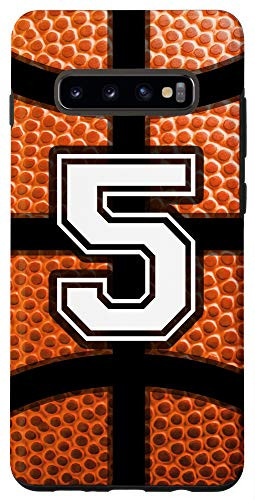 Galaxy S10 Number 5 Basketball Print Player Boys Men Funny Cute Gift Case
