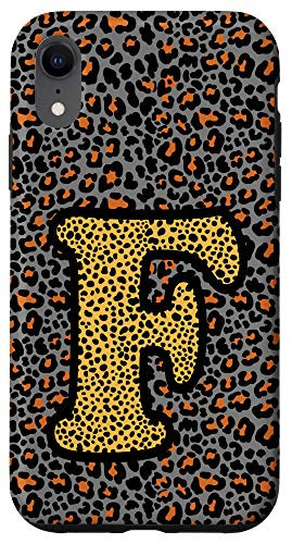 iPhone XR Cool Letter F Initial Name Leopard Cheetah Pattern Print Case