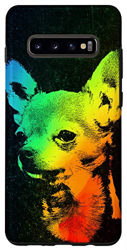 Galaxy S10 Teacup Chihuahua Colorful Rainbow Vintage Retro Phone Case