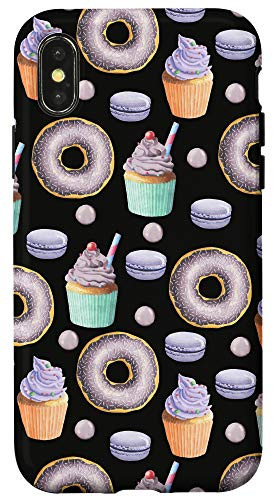 iPhone XXS Cupcakes donuts and macaroons pattern Case