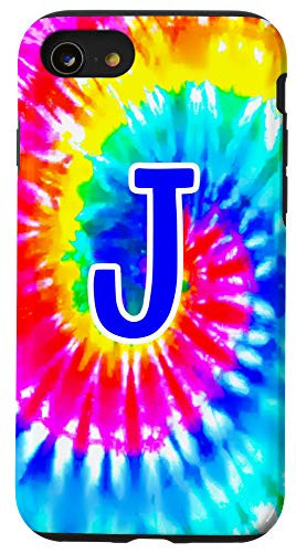 iPhone SE 2020  7  8 Tie Dye Letter J-Tie Dye Retro Colorful Monogram Initial J Case