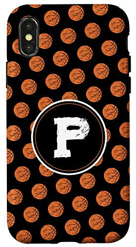 iPhone XXS Cute Girls Basketball Monogram Letter P Initial Dots Black Case