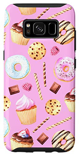 Galaxy S8 Pink Donut Cupcake Pattern and Cute Sweets Chocholate Fruits Case