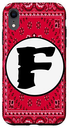 iPhone XR Red Bandana Handkerchief Paisley Monogram Letter F Case