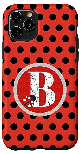 iPhone 11 Pro Polka Dots Ladybug Monogram Name Initial Letter B Case