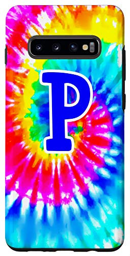 Galaxy S10 Tie Dye Letter P-Tie Dye Retro Colorful Monogram Initial P Case