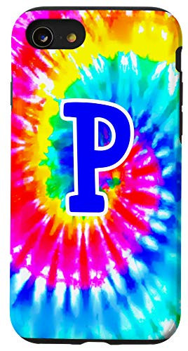 iPhone SE 2020  7  8 Tie Dye Letter P-Tie Dye Retro Colorful Monogram Initial P Case