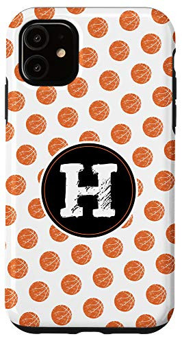 iPhone 11 Cute Girls Basketball Monogram Letter H Initial White Phone Case