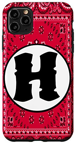 iPhone 11 Pro Max Red Bandana Handkerchief Paisley Monogram Letter H Case