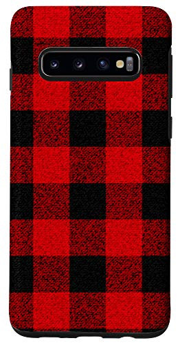 Galaxy S10 Classic Red   Black Plaid Buffalo Check Pattern Design Phone Case