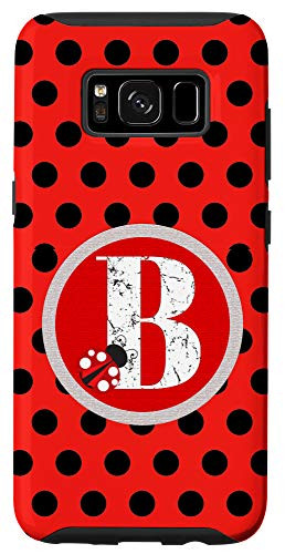 Galaxy S8 Polka Dots Ladybug Monogram Name Initial Letter B Case