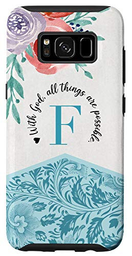 Galaxy S8 Watercolor Floral Initial Letter F Monogram Christian Gift Case