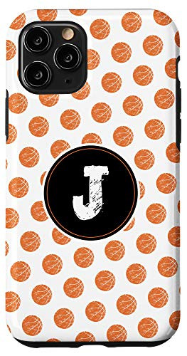 iPhone 11 Pro Girls Basketball Monogram Letter J Initial Polka Dot White Case
