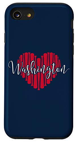 iPhone SE 2020  7  8 Cute I Love Washington Baseball Bat Heart Case