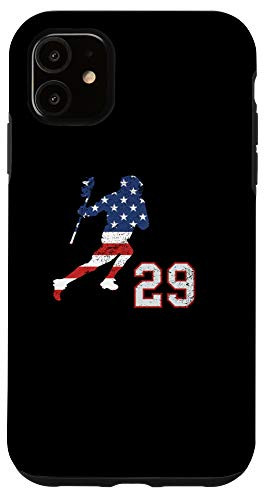 iPhone 11 Lacrosse number 29 player with American USA flag phone case Case