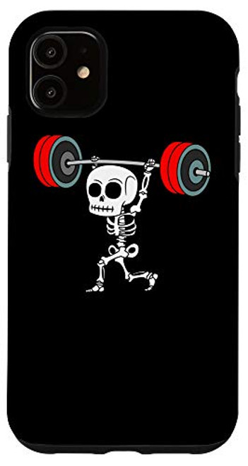 iPhone 11 Weightlifting Skeleton Halloween Fitness Gym Workout Costume Case