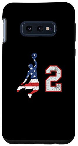 Galaxy S10e Basketball number 2 with American USA flag player on black Case
