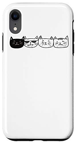 iPhone XR Funny Cat Gifts Cute Cat Head Faces Kawaii Design Case