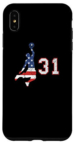 iPhone XS Max Basketball number 31 with American USA flag player on black Case