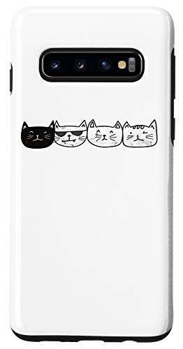 Galaxy S10 Funny Cat Gifts Cute Cat Head Faces Kawaii Design Case