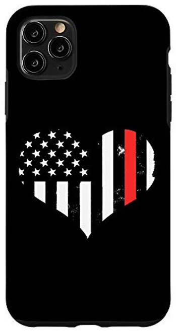iPhone 11 Pro Max USA Flag Heart Firefighter Thin Red Line Fireman Gift Case iPhone 11 Pro Max USA Flag Heart Firefighter Thin Red Line Fireman Gift Case