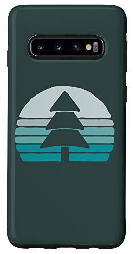Galaxy S10 Minimalist Pine Tree   Retro Blue Sunset 80s Outdoor Graphic Case