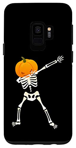 Galaxy S9 Halloween Dabbing Pumpkin Head Skeleton Design Case