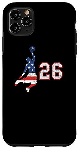 iPhone 11 Pro Max Basketball number 26 with American USA flag player on black Case