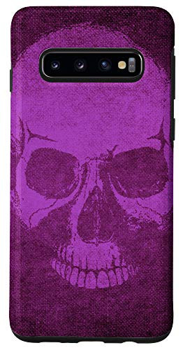 Galaxy S10 Skull - Grunge Cool Purple Skeleton Head Case