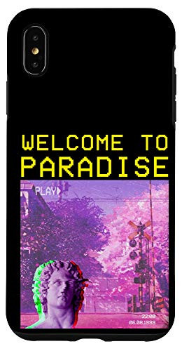 iPhone XS Max Welcome to paradise Retro Aesthetic Vaporwave Meme Design Case