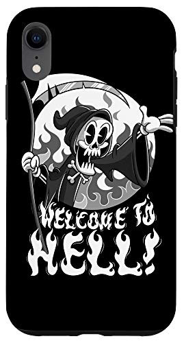 iPhone XR Vintage Grim Reaper Cartoon featuring Welcome to Hell Case