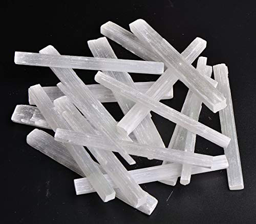 JIC Gem 1LB Selenite Sticks Bulk 3_5-5 Long Approx_14-21 pcs Selenite Crystal Wands for Reiki Chakra Healing Good Vibes Protection Grids Positive Energy