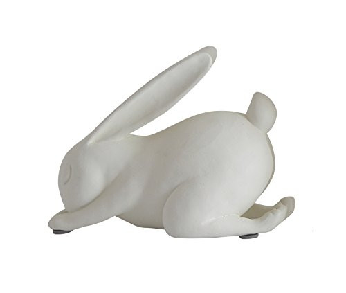 Creative Co-op White Resin Forward Bend Yoga Rabbit